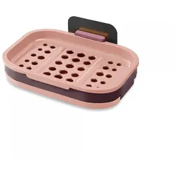 Intirilife Seifenschale 13 x 9 x 2 cm in Pink - Seifenhalterung für die Wand, mit Wasserspeicher, zum kleben, ohne bohren