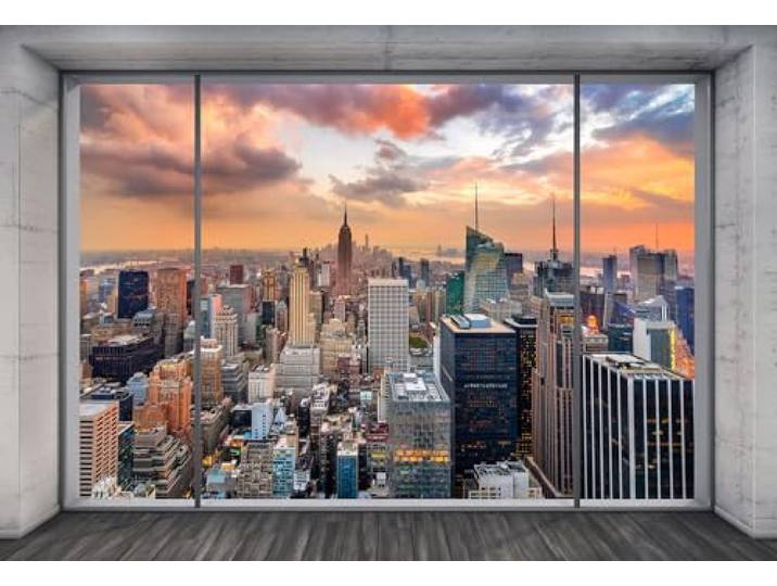 Komar Vlies Fototapete - NYC Outlook - Größe 368 x 248 cm, 4 Teile inklusive Kleister - Tapete, Wohnzimmer, Schlafzimmer