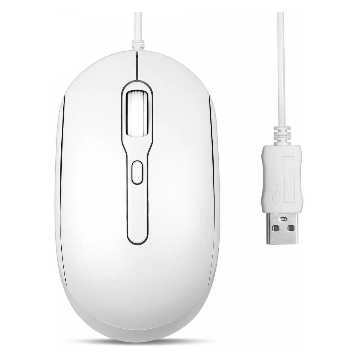 Perixx PERIMICE-222UW, Maus, optisch, 4 Tasten, Silent, USB-A, weiss (Kabelgebunden) (PERIMICE-222UW)
