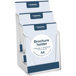 Europel Prospekthalter 350101, transparent, Tischprospekthalter, Kunststoff, 3 x DIN A4