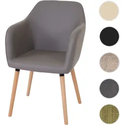 Esszimmerstuhl Malmö T381, Stuhl Küchenstuhl, Retro 50er Jahre Design ~ Kunstleder, taupe-grau, helle Beine