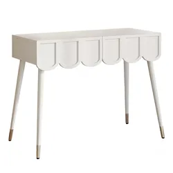 SCHMINKTISCH weiß 100 cm mit 2 wolken-schubladen & metallbeinen