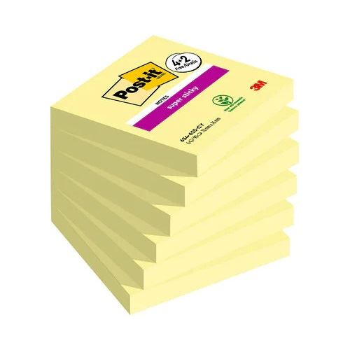 Post-it 4 + 2 GRATIS: Super Sticky Notes Haftnotizen extrastark gelb 4 Blöcke + GRATIS 2 Blöcke