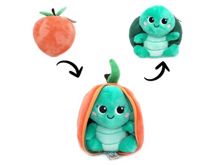 LES DÉGLINGOS - FLIPETZ - Knuffel Corvet de Schildpad/Visserij - Omkeerbare Schildpad - Zachte Pluche Baby - Cadeau-ideeën voor de geboorte