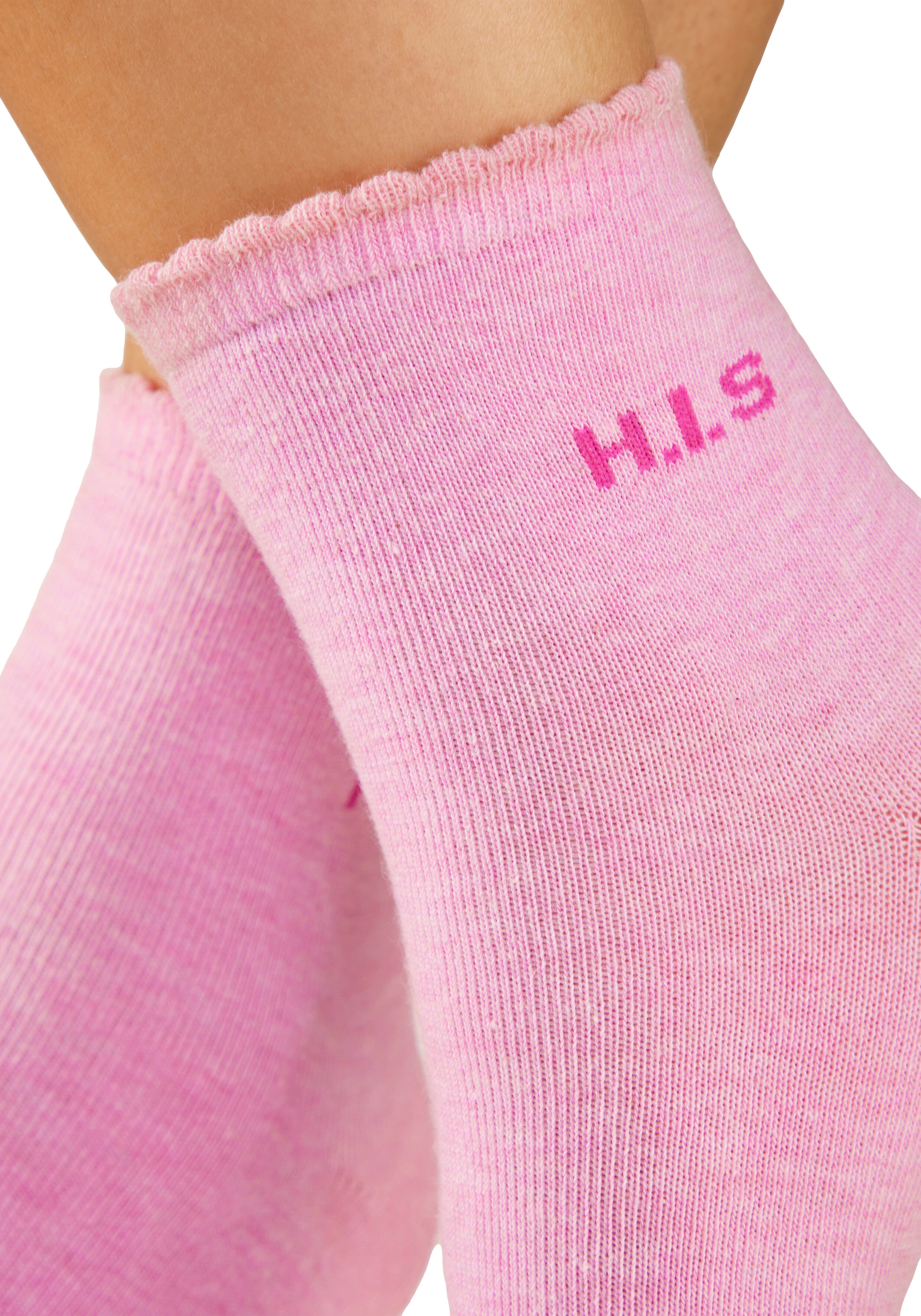 Kurzsocken H.I.S "Damen uni und meliert für die ganze Woche", Damen, Gr. 39-42, Sockengröße, bunt (1x rosa meliert, 1x grau meliert, 1x jeans meliert, 1x weiß, 1x himbeer meliert, 1x dunkel jeans meliert, 1x anthrazit meliert), Baumwollmischung, uni und m