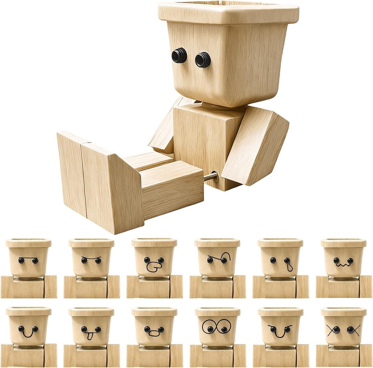 Houten Wobbelende Man - Grappig Houten Figuur voor Dashboard Decoratie en Bureau Accessoire