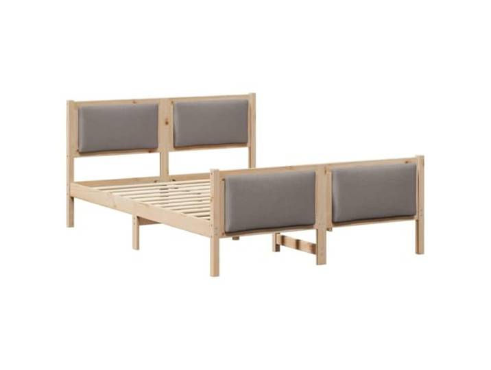 PUGYNBK Bettgestell 140 x 190 cm mit gepolstertem Kopfteil Massives Kiefernholz, robuste Lamellen, Aufbewahrung unten, modernes Design