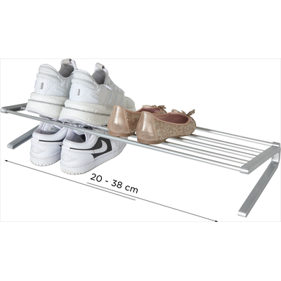 Schuhregal RUCO, silber (silberfarben), Aluminium, Regale, Schuhregal, Schuhstapler, breitenverstellbar, für bis zu 6 Paar Schuhe, Aluminium