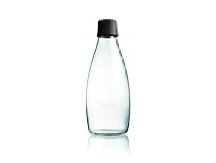 Retap ApS Grande Bouteille d'eau en Verre Borosilicate 0,8 Litre, Noir, 0.8 / Large