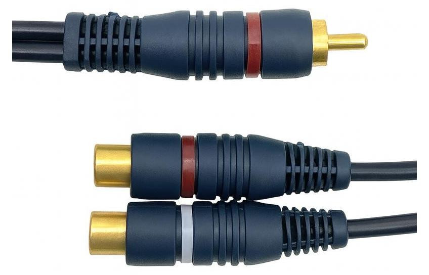 T-ProTek 1M audio- en videokabel met Cinch-stekker naar 2x Cinch-aansluitingen voor subwoofer