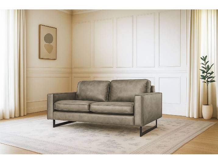 2-Sitzer Sofa, Luxus-Microfaser, Taupe, 166×97 cm, Mit Keder, Modern, Places of Style