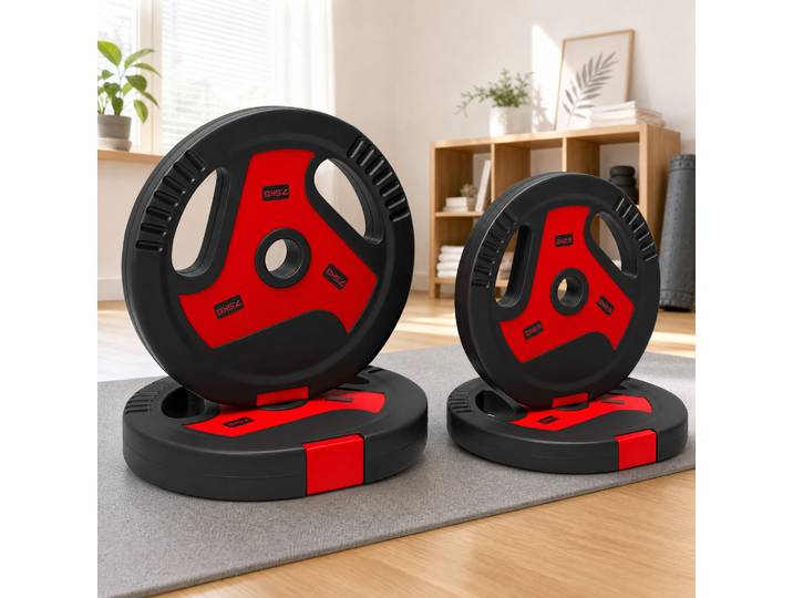 SPORTNOW Disques Musculation 20kg Set 4 Poignées Trou Ø2,5cm