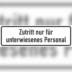 Hinweisschild, Zutritt nur für unterwiesenes Personal, 120x350mm, Folie/Aluminium - 350x120x0.45 mm Aluminium geprägt