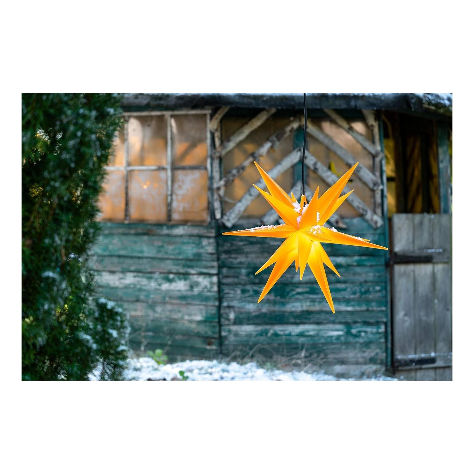 Weihnachtsstern beleuchtet LED Dekostern 55cm GELB hochwertiger Kunststoffstern mit Timer Funktion 3D Stern 18 Zackig Leuchtstern Faltstern Weihnachtslicht Winterbeleuchtung 3D Stern