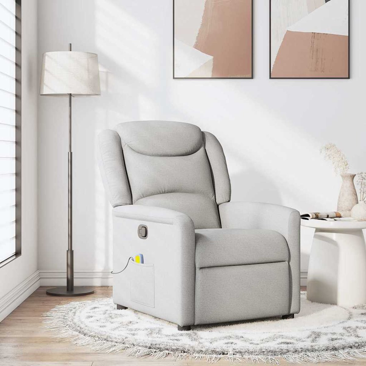 vidaXL Massagestoel - Verstelbare Relax Fauteuil - Grijs - Stof