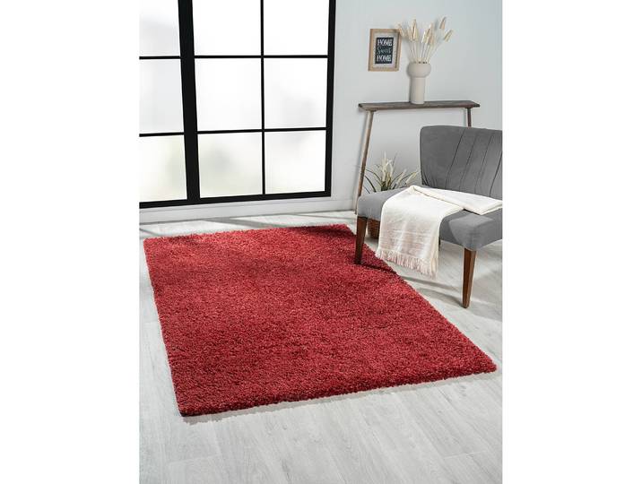 Hochflorteppich 120 x 180cm Rot/Weinrot