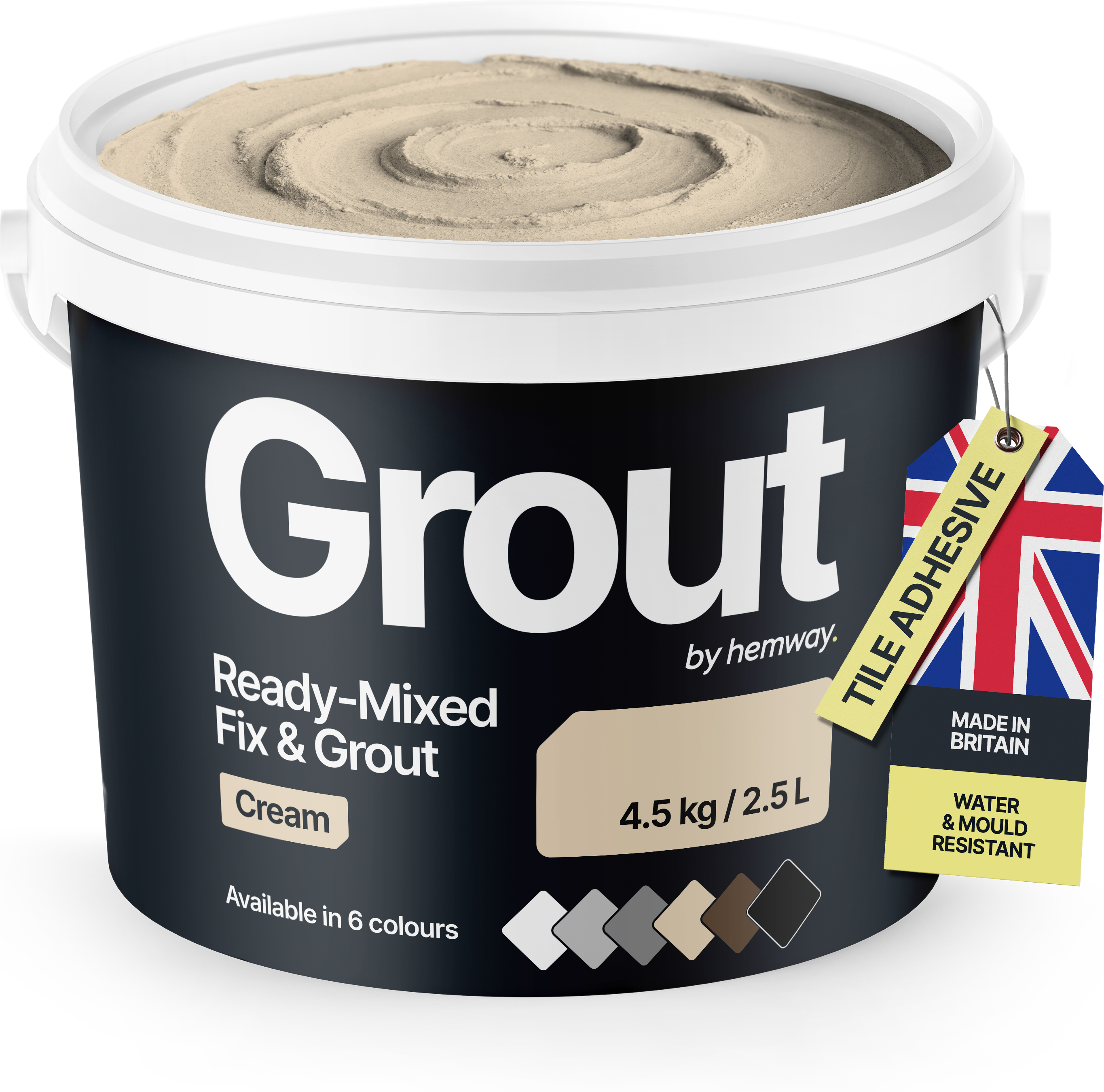 Hemway Ready-Mixed Grout & Fix Adhesive   Cream   Tile   Kitchen & Bathroom - Cream - 4.5kg