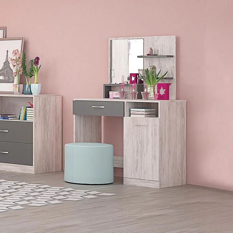 garneroarredamenti Toeletta da trucco con specchio 90x133cm bianco frassinato grigio Femme