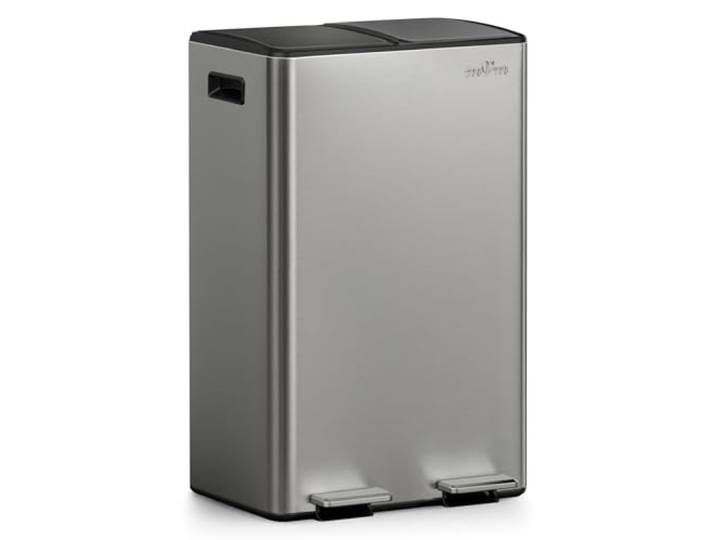 mVm Mülleimer Küche,60 Liter Treteimer,2 x 30 Liter Treteimer, 2 Fächer, Mülltrennsystem, Abfalleimer Küche mit Inneneimer aus Kunststoff,Metall,Klappdeckel, Softclose, Luftdicht