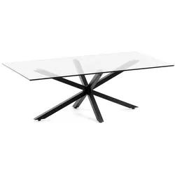 Designercouchtisch mit Klarglasplatte Spider Gestell in Schwarz