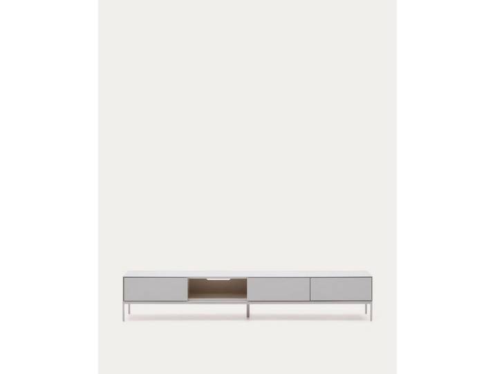 Natur24 Lowboard TV-Schrank Vedrana 195 x 35 x 40 cm MDF, Stahl weiß lackiert Schrank