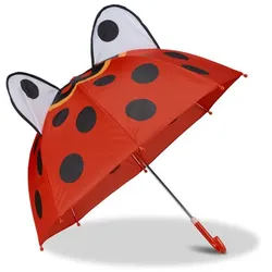 Relaxdays Kinderregenschirm mit 3D Motiv Weiß,Rot,Schwarz