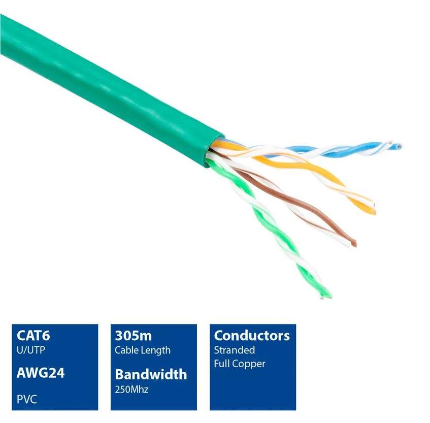 ACT 305m Cat6 Cable, 305 m, Cat6, Grün