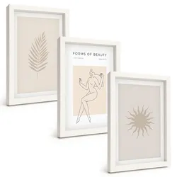 BILDER SET 3er Set - 20x30 cm Weißer Rahmen - Eine Sammlung minimalistischer Formen