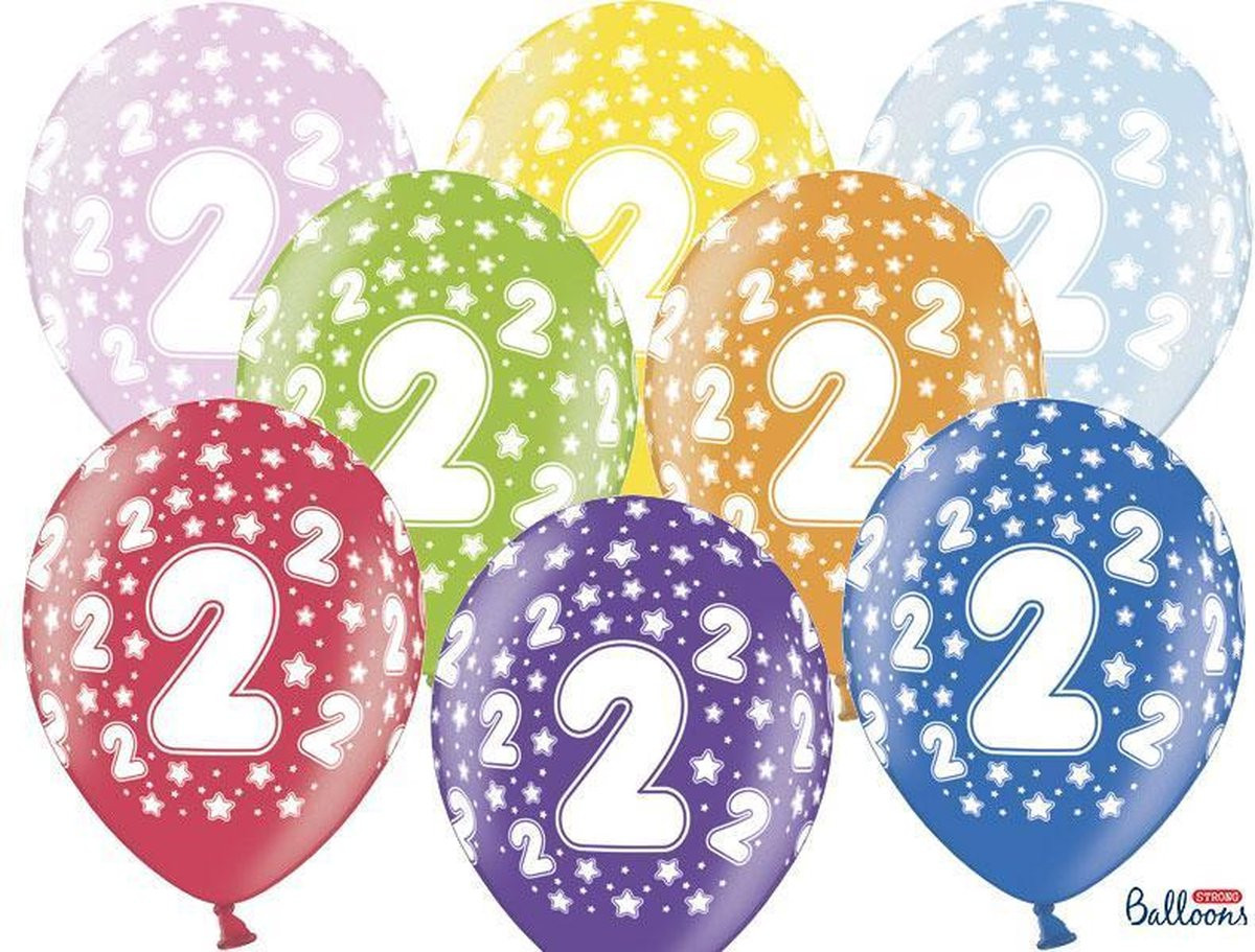 Party Deco Verjaardag Ballonnen 2 Jaar Metallic Mix