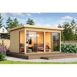 Karibu Gartenhaus Frisco Deluxe 38 mm mit Schiebetüren
