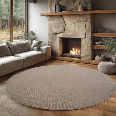 Teppich AYYILDIZ TEPPICHE "HELIX 2200 , auch als Läufer und Rund erhältlich", beige, H:7mm Ø:120cm, Teppiche, Teppich, 3D-Effekt durch Cut-Loop-Webtechnik, Woll-Optik, Bouclé, Wohnzimmer