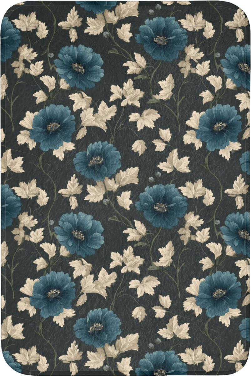 OnlyWow Badmat Botanisch Blauw met Antislip - 60 x 90 cm