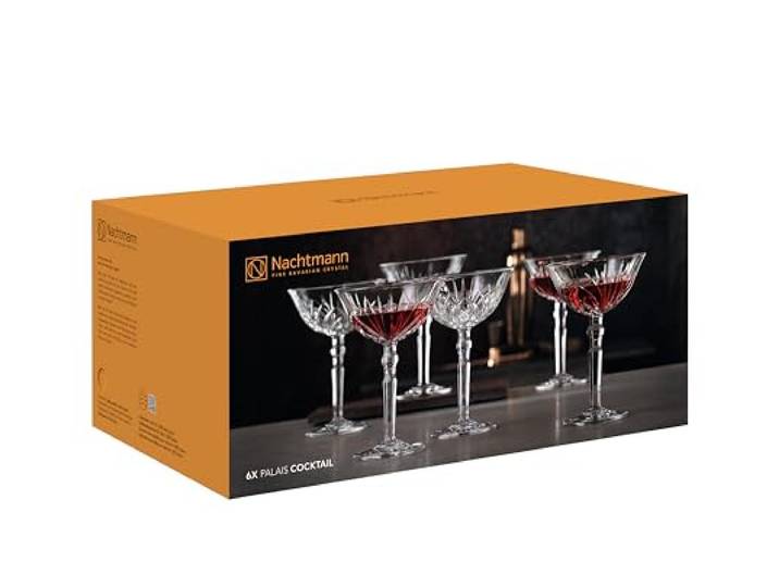 Spiegelau & Nachtmann, 6-teiliges Cocktailschalen Set, Champagnerschale/Coupette Glas, Kristallglas, 200 ml, Palais, 103323