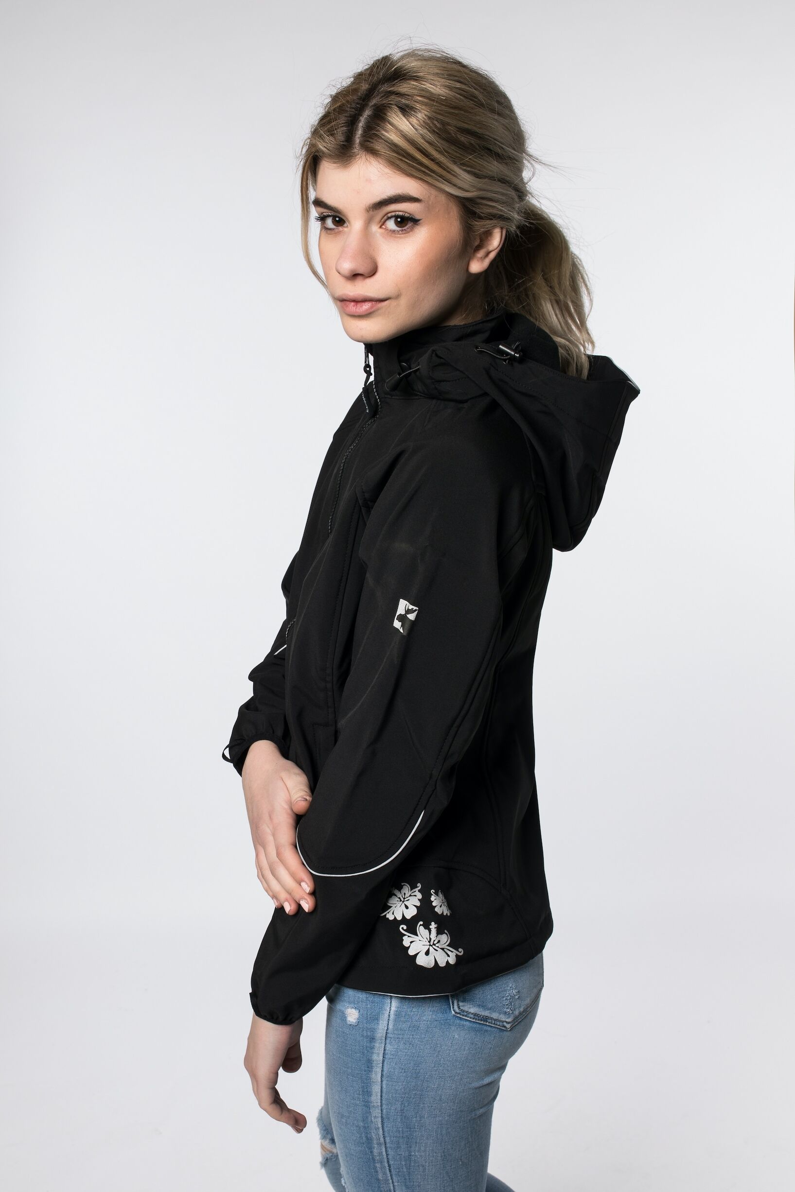 Softshelljacke DEPROC ACTIVE "NIGEL PEAK Women", Damen, Gr. 46 (L), schwarz, Softshell, 96% Polyester, 4% Elasthan, regular fit hüftbedeckend, abnehmbar,verstellbar,weit mit Gummizug, Jacken Softshelljacke, auch in Grossen Grössen erhältlich schwarz 46 (L