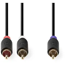 Nedis Subwoofer Kabel - RCA - 2x RCA Stecker - Vergoldet - 3.00 m - Rund - 4.0 mm - Anthrazit - Box