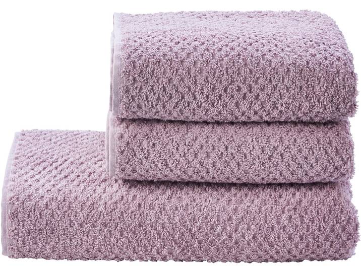 Handtuch Set DONE. Provence Honeycomb , rosa (altrosa), 3 Stk., Walkfrottier, Walkfrottier, Walkfrottier, Handtücher, Handtuch Set, in Honigwaben-Optik, mit Fransen
