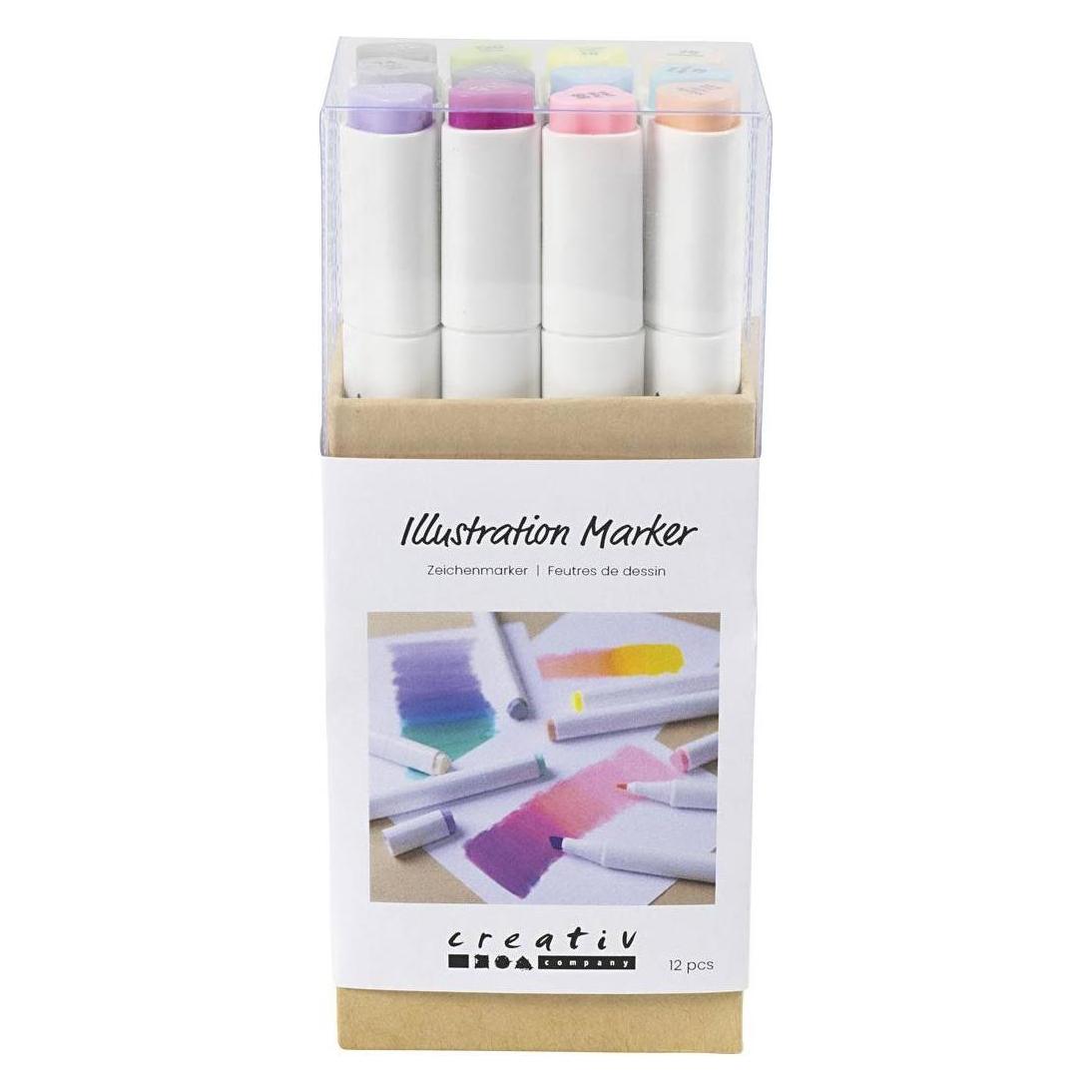 Creativ Company Kalligraphiemarker 1+ 8 mm, 12 Stück, Pastellfarben (12x) (373740)