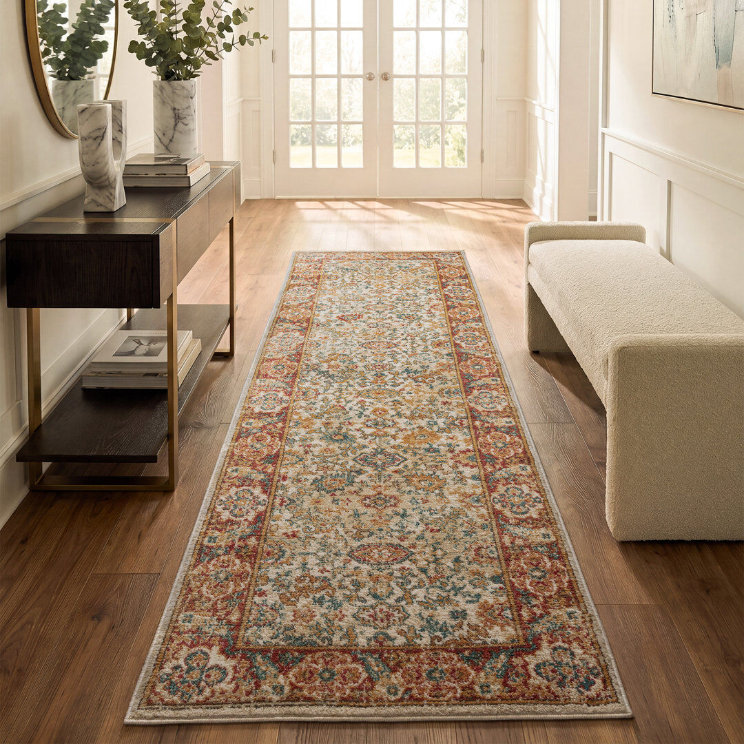 Astoria Grand Labelle Vintage Look Dhurrie Red Runner 66 x 300cm