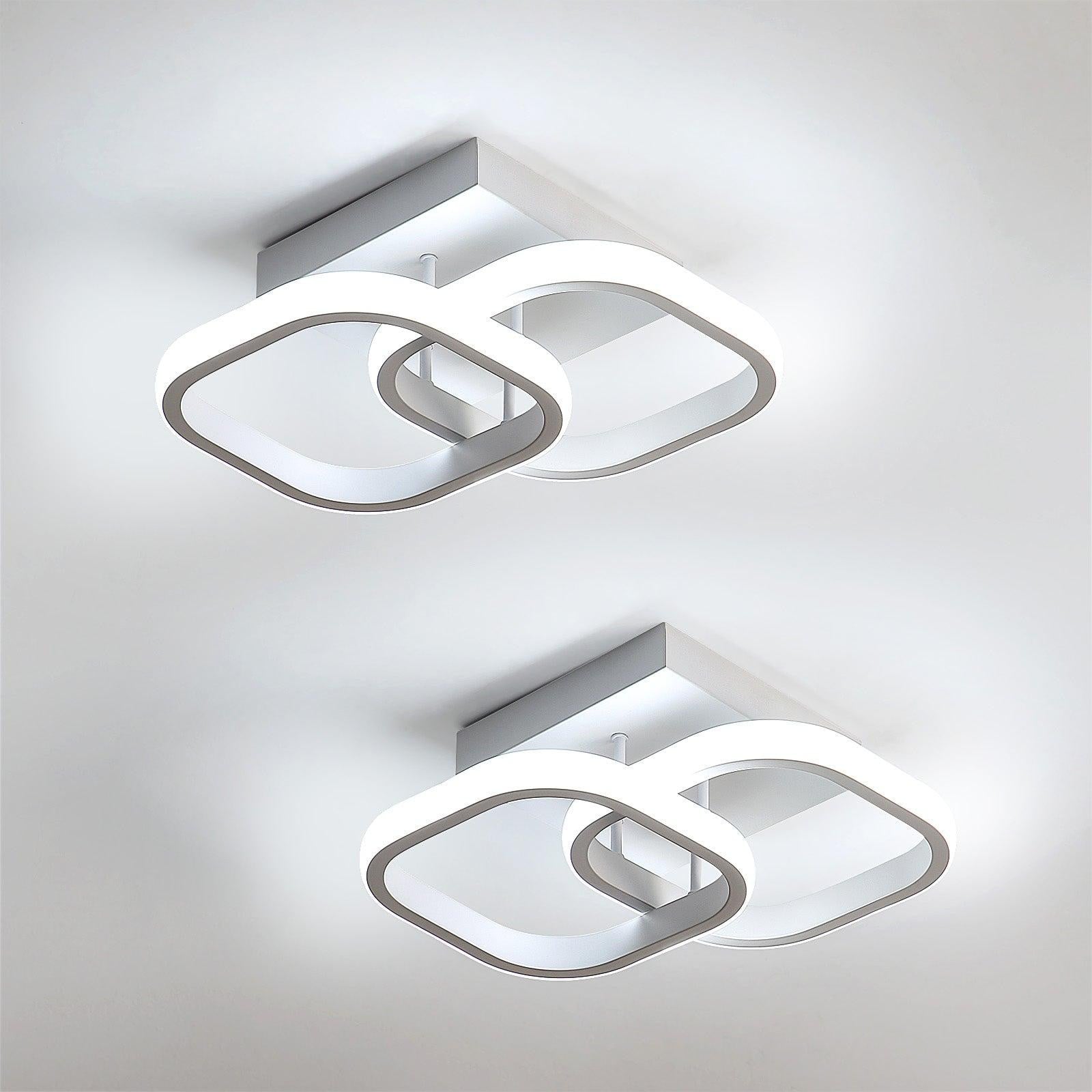 Comely Set van 2 Moderne Vierkante LED Plafondlampen, 24W, 2700 Lumen, Koelwit 6500K