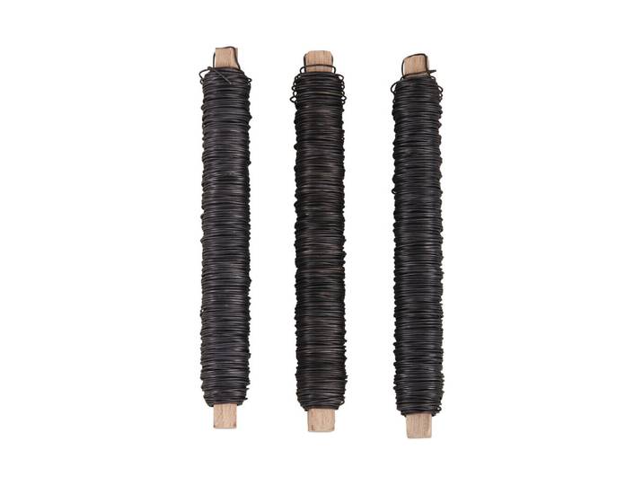 Blumendraht, geglüht, 0,65mm ø, Holzwickel, 3 Stück à 100g, Beutel 300g