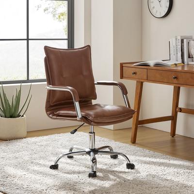 HULALA HOME Zarina Modern Faux Leather Swivel Office Chair Desk Chair with Wheels Height-adjustable