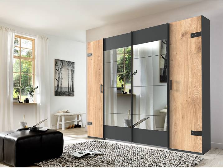 Armoire combinée Stockholm B 227cm Marron/Noir
