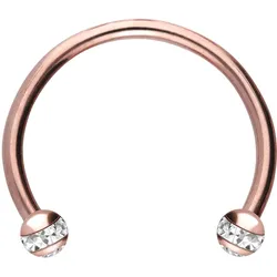Chirurgenstahl Hufeisenring EPOXY-RING-KUGELN + KRISTALLE