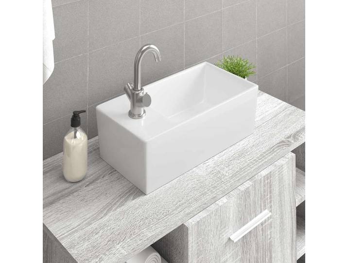 vidaXL Waschbecken Weiß 48x25x15 cm Keramik