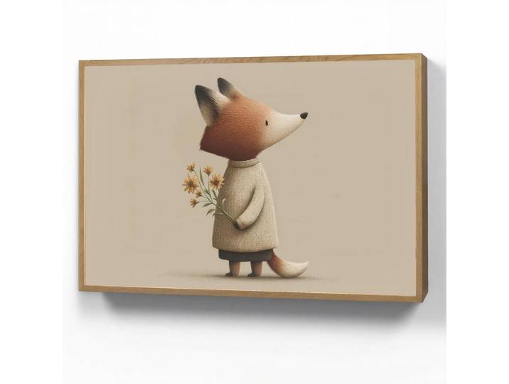 OnlyWow Wandleuchte MIT Akku Fuchs - Gelbe Blumen - Minimalistisch 100x70 cm, Taupe, Rechteckig, LED integrated, 100x70x8 cm, Lampen & Leuchten, Innenbeleuchtung, Wandleuchten