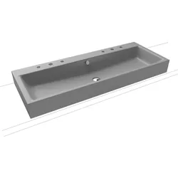 Kaldewei PURO Aufsatz-Doppelwaschtisch, 1200x460 mm, Randhöhe 120 mm, Farbe bahamabeige, Perl-Effekt, Antidröhnen, 2x3er Hahnlochbohrung mit Überlaufgarnitur chrom