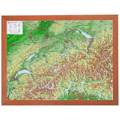 Relief Schweiz klein 1:1 MIO mit Holzrahmen, Karte von Andre Markgraf,Mario Engelhardt, GeoRelief