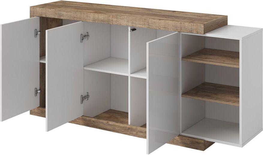 Petits meubles Buffet 3 portes panneaux stratifiés blanc Blanc 180x86x40cm