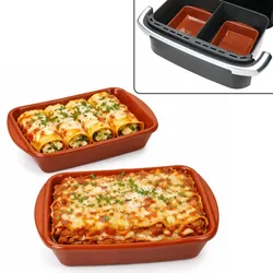 2er Set Airfryer ECKI M Tonschalen rechteckig LxB 20x14,5cm 350ml Auflaufform