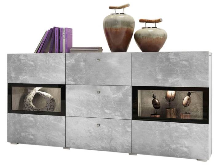Sideboard GOODPRODUCT Baros , grau (beton, optik), B:132cm H:69,8cm, Sideboards, Sideboard, Breite 132 cm
